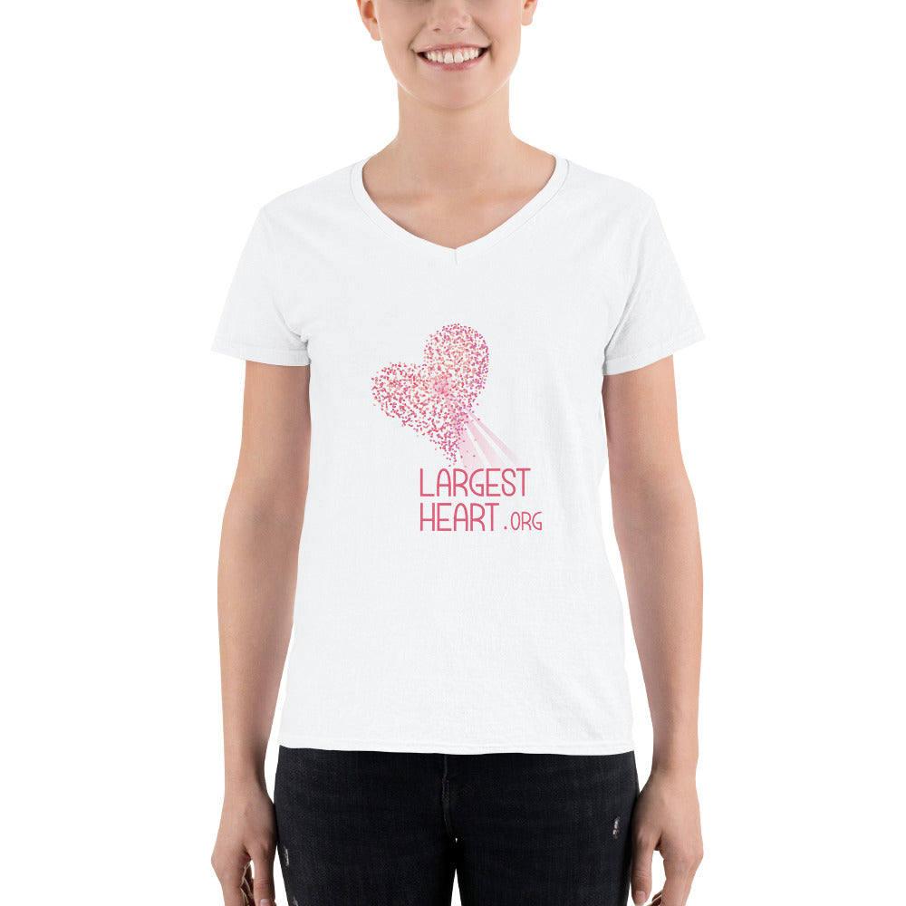 Women's Casual V-Neck Shirt - Logo