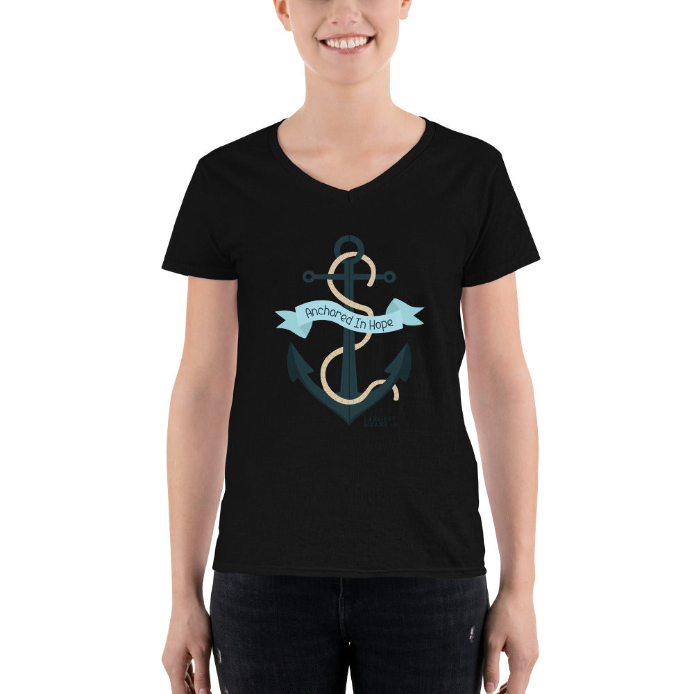 Women's Casual V-Neck Shirt - Anchored