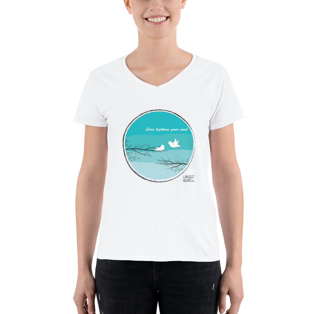 Women's Casual V-Neck Shirt - Love Lightness the Soul