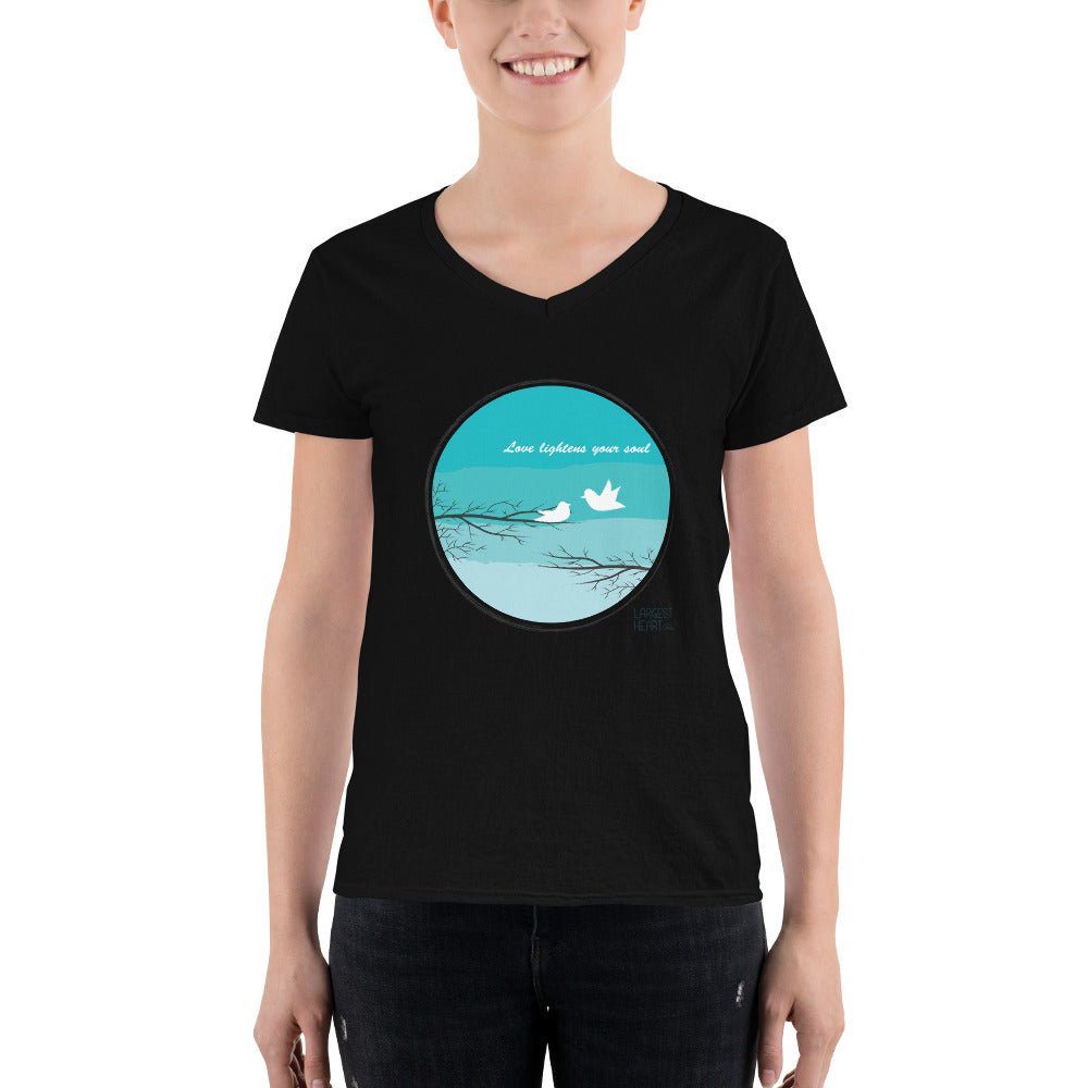 Women's Casual V-Neck Shirt - Love Lightness the Soul