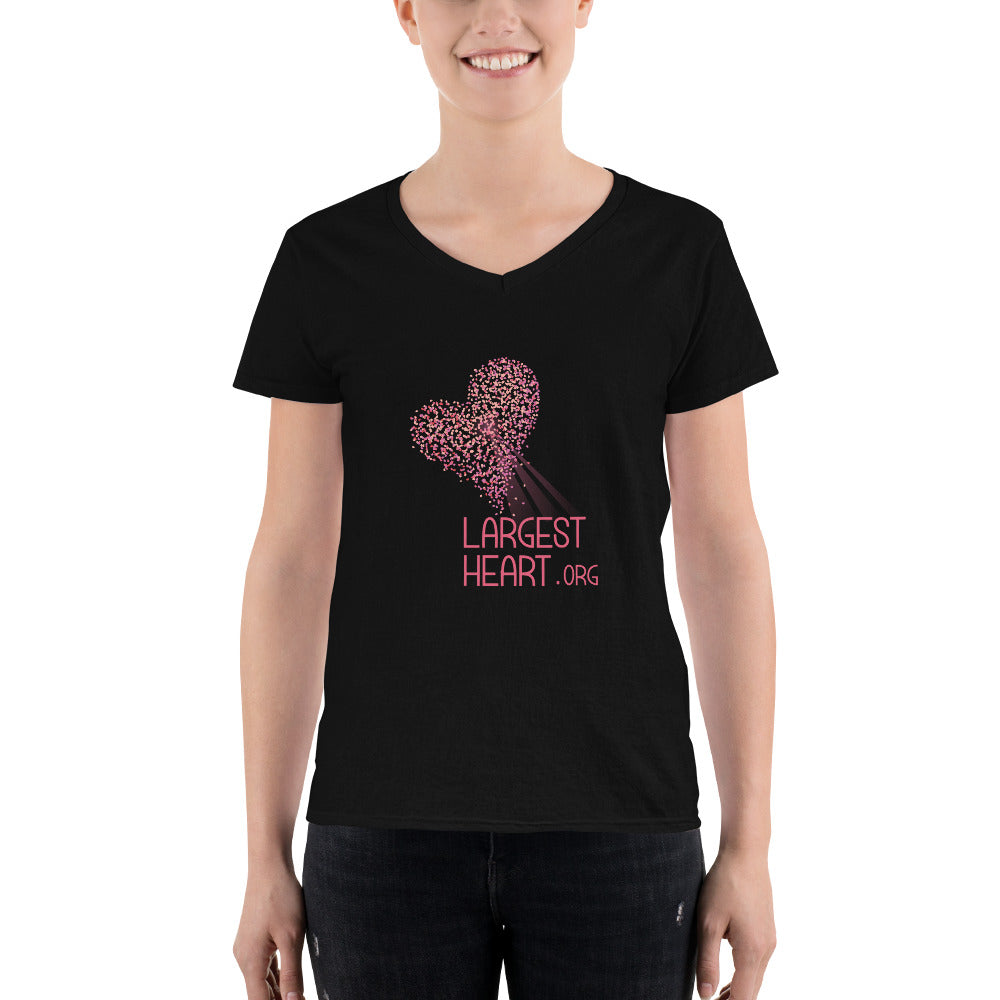 Women's Casual V-Neck Shirt - Logo