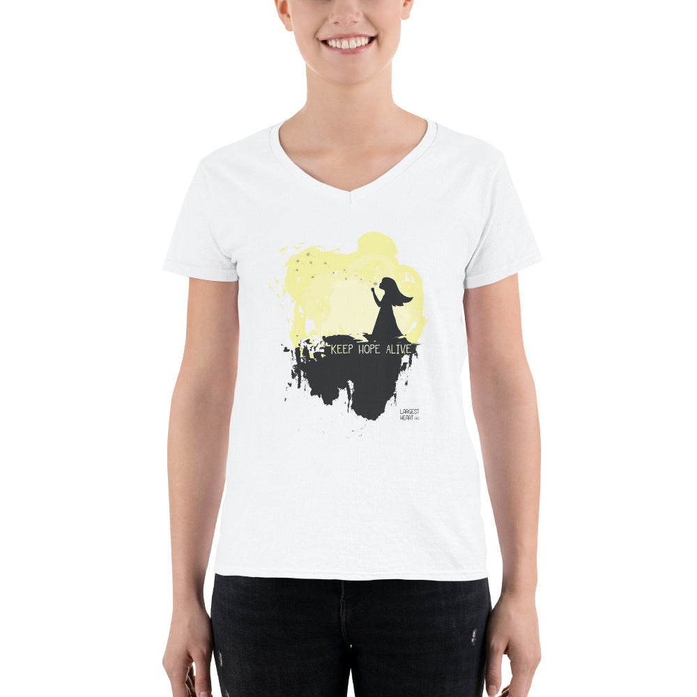 Women's Casual V-Neck Shirt - Keep Hope Alive