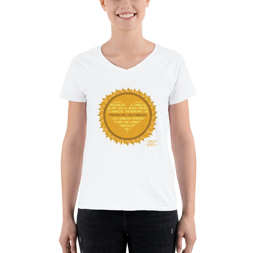 Women's Casual V-Neck Shirt - Sunflower