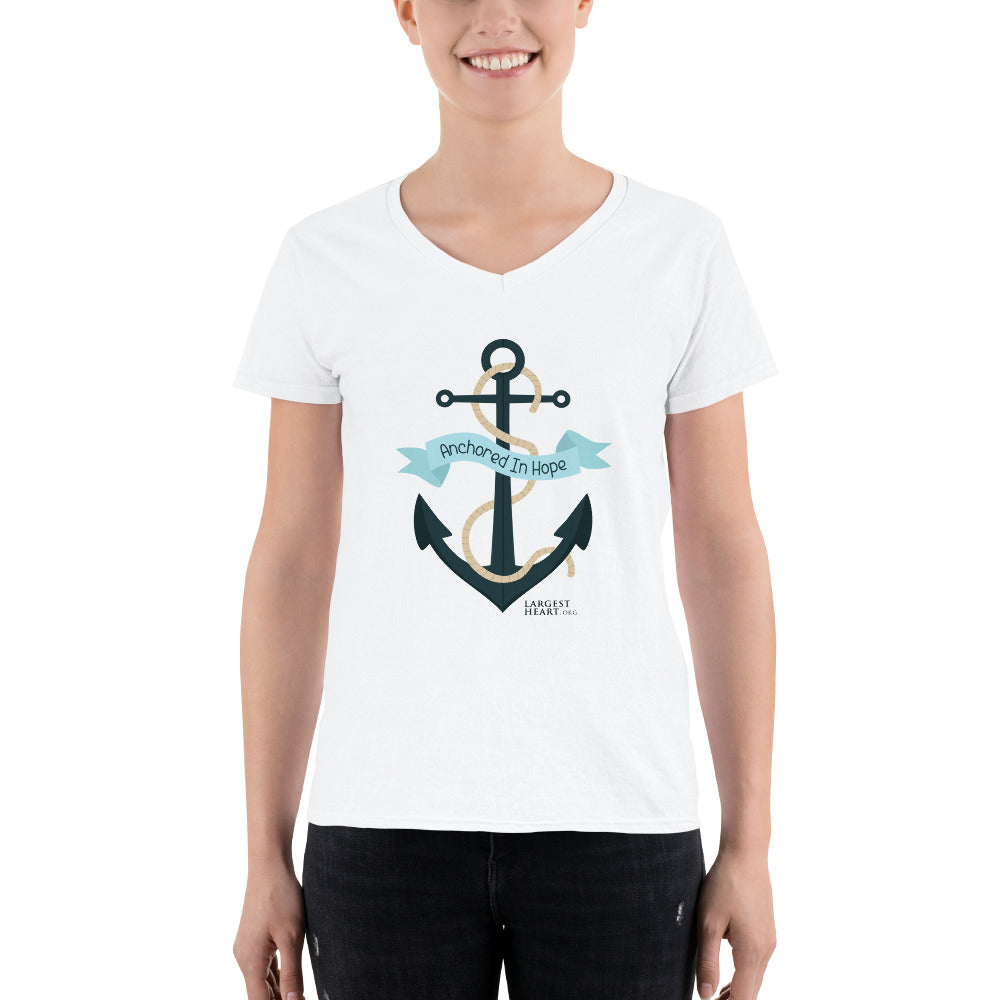 Women's Casual V-Neck Shirt - Anchored