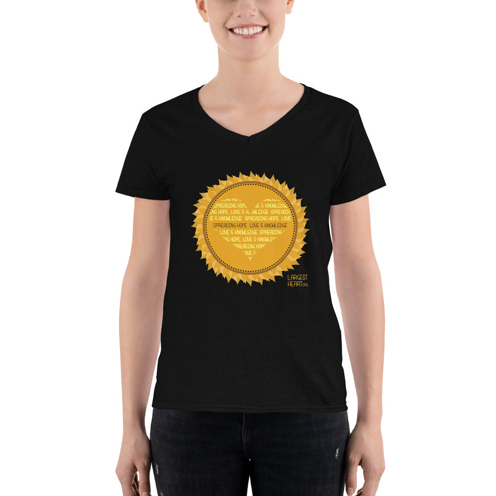 Women's Casual V-Neck Shirt - Sunflower
